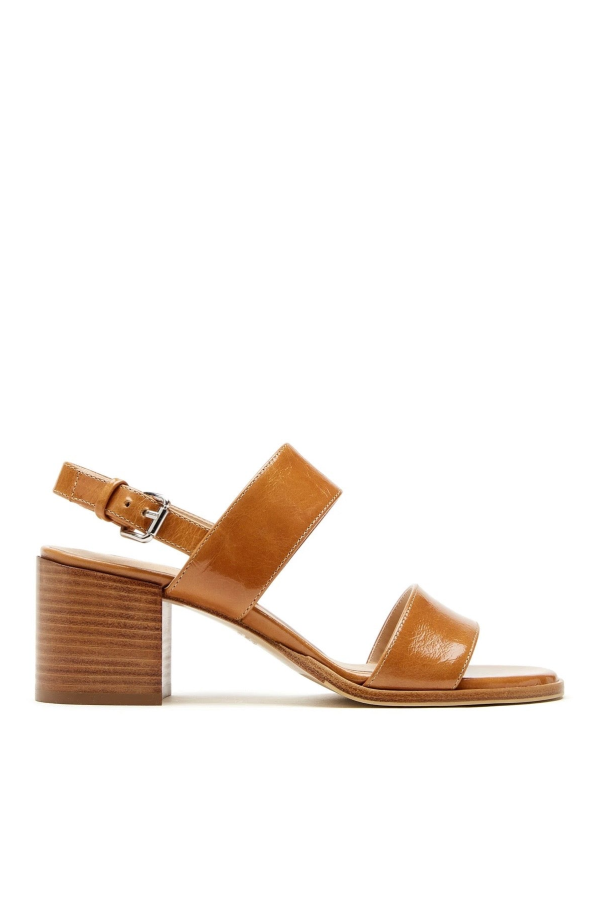 la canadienne Jaylen Crushed Leather Sandal - Cognac