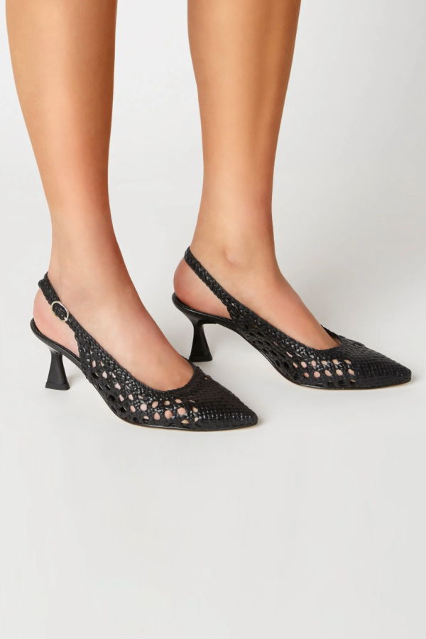 la canadienne Woven Leather Slingback Pump