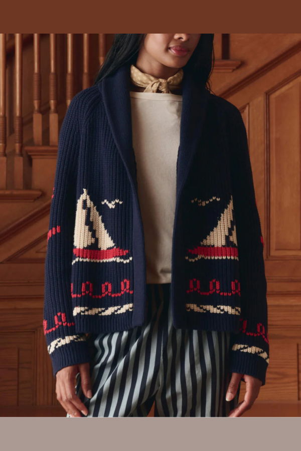 The Great. The Sailboat Cardigan - Dark Navy