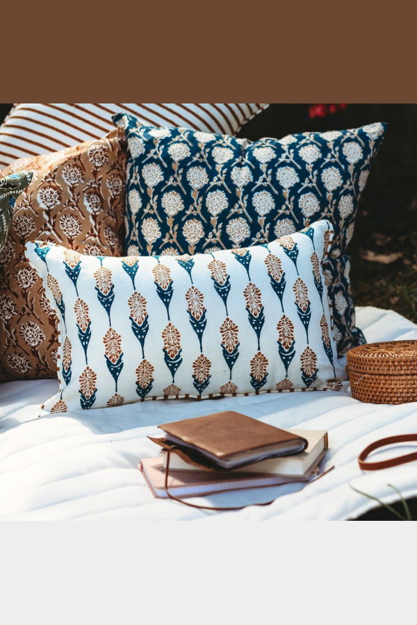 Banyan & Birch Bahaar Lumbar Throw Pillow Cover - Ginger/Blue