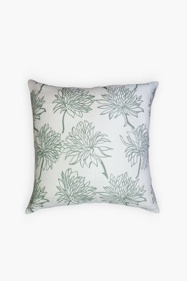 Banyan & Birch Dahlia Pure Linen Throw Pillow Cover - Sage Green