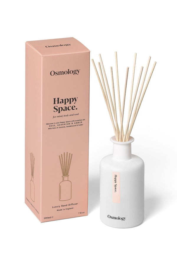 Osmology Happy Space Reed Diffuser - Rose Geranium and Amber
