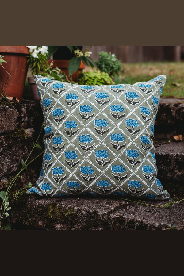 Banyan & Birch Noor Throw Pillow Cover - Blue/Olive