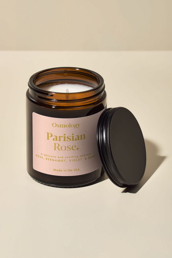 Osmology Parisian Rose Scented Jar Candle, Rose Bergamot and Violet