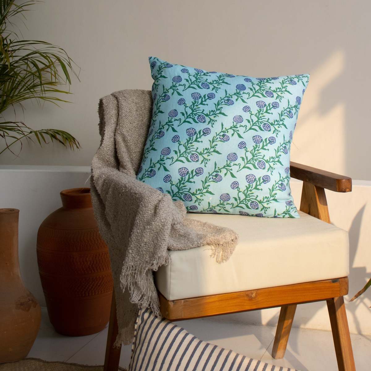 Banyan & Birch Rasa Linen Pillow Cover - Pastel Blue - Image 2 of 4