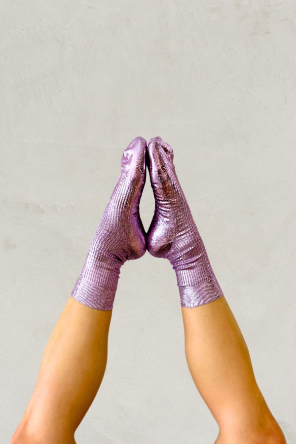 Maria La Rosa Lilac Silk Socks - Lilac Foil