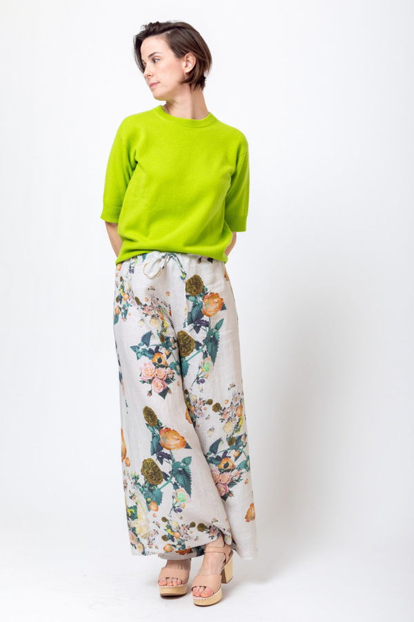 Replika Linen Floral Drawstring Pants