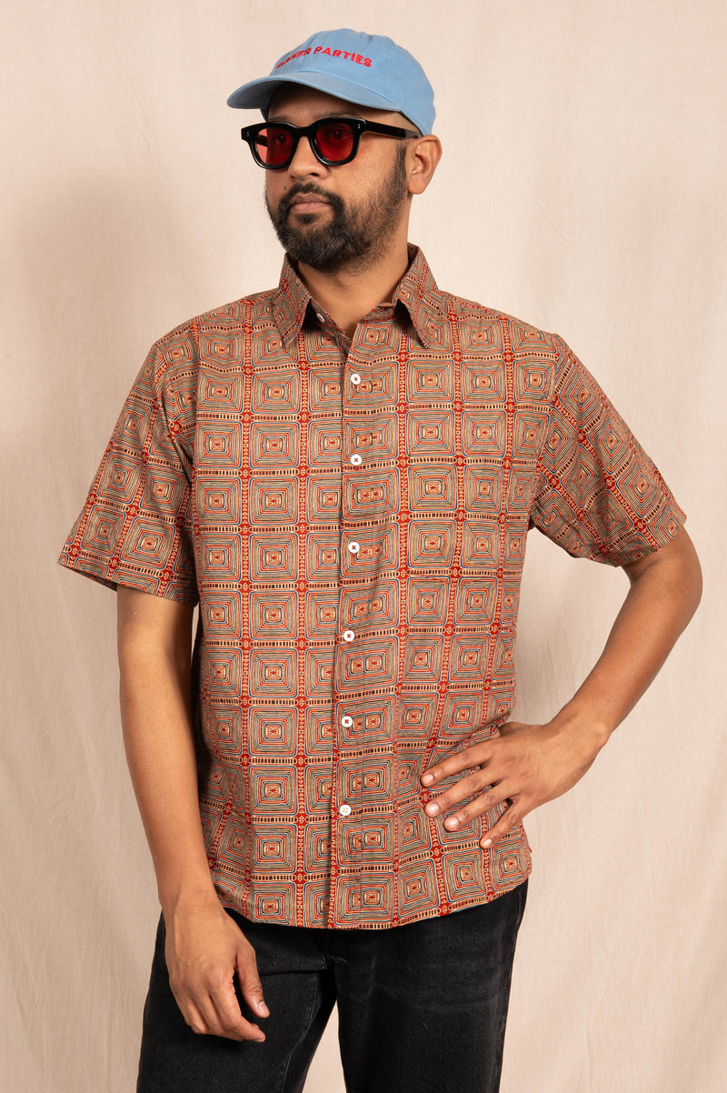 DUSHYANT. The Folk Shirt in Abstract Geometry Print