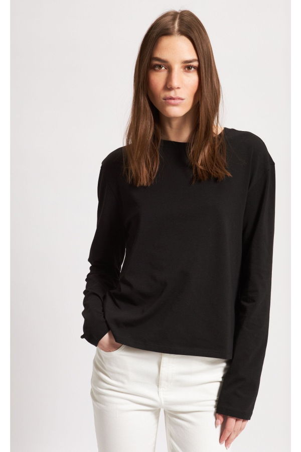 Patrick Assaraf Long Sleeve Iconic Boyfriend Crew Tee