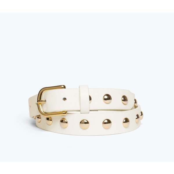 Freda Salvador Rebecca Belt - Bone Calf/Gold Studs