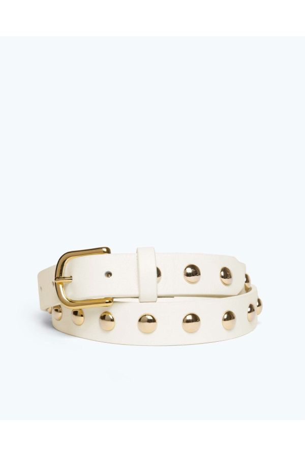 Freda Salvador Rebecca Belt - Bone Calf/Gold Studs