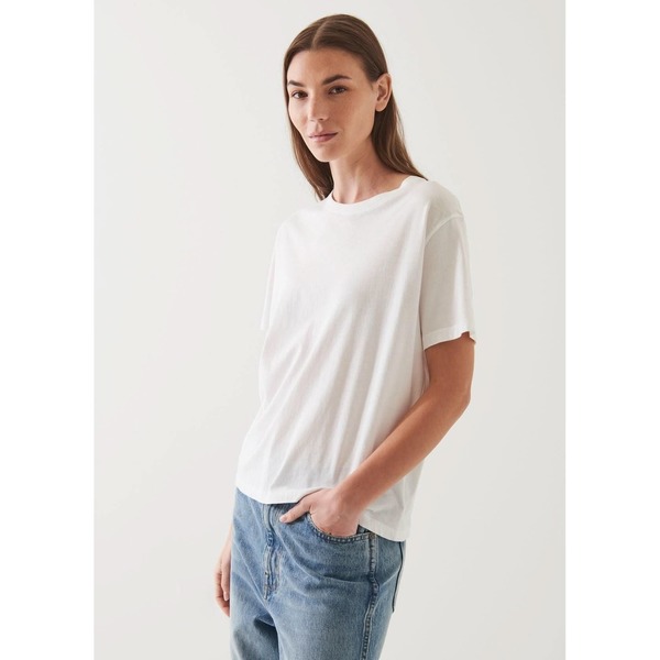 Patrick Assaraf SS Iconic Boyfriend Crew Tee - White