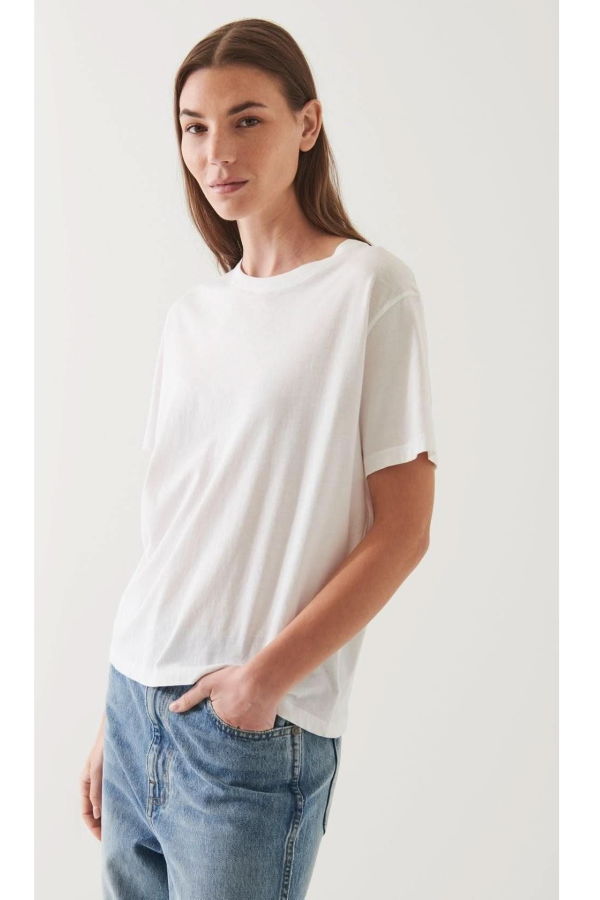Patrick Assaraf SS Iconic Boyfriend Crew Tee - White