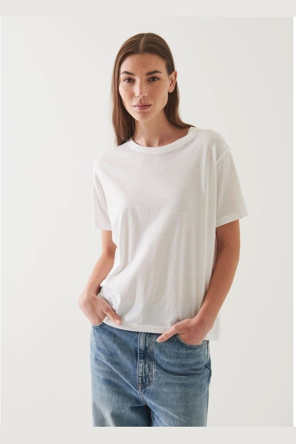 Patrick Assaraf SS Iconic Boyfriend Crew Tee - White