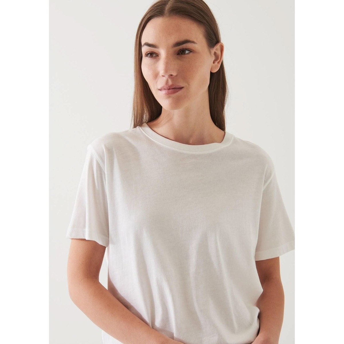 Patrick Assaraf SS Iconic Boyfriend Crew Tee - White - Image 3 of 4