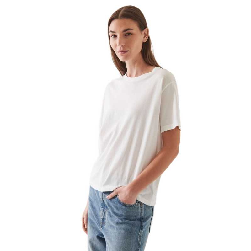 Patrick Assaraf SS Iconic Boyfriend Crew Tee - White