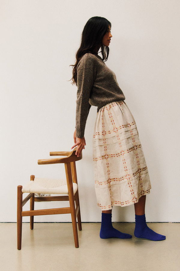 Sideline Aggie Skirt in Oat Embroidered