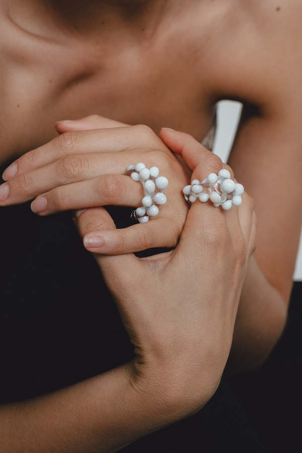 Suplais Coral Set Ring & Earrings Set