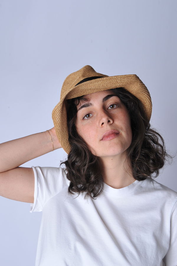 Mature Ha Mixed Brown Pale Black Ribbon Large Brimmed Box Hat