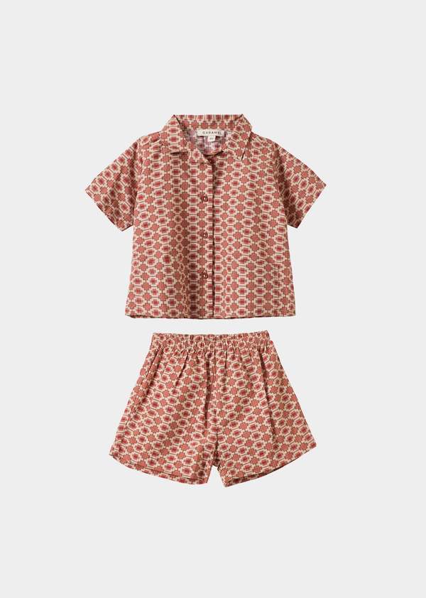 KIDS Caramel Bamboo Baby Shirt And Shorts Set - Kaleidoscope Print