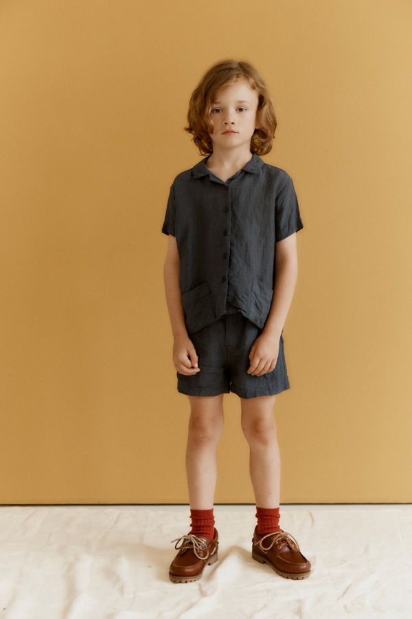 KIDS Caramel Bamboo Shirt And Trousers Set - Charcoal Grey