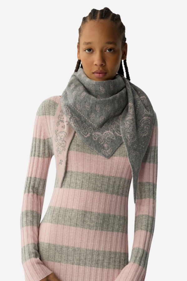 Guest in Residence Wild Rag Scarf - Heather Grey/Powder Pink