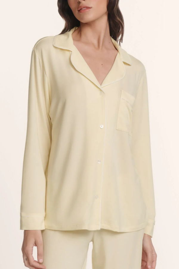 Eberjey Gisele Long PJ Set - Buttercream/Ivory