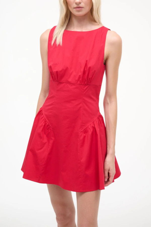 Staud Gwen Mini Dress - Cherry Red
