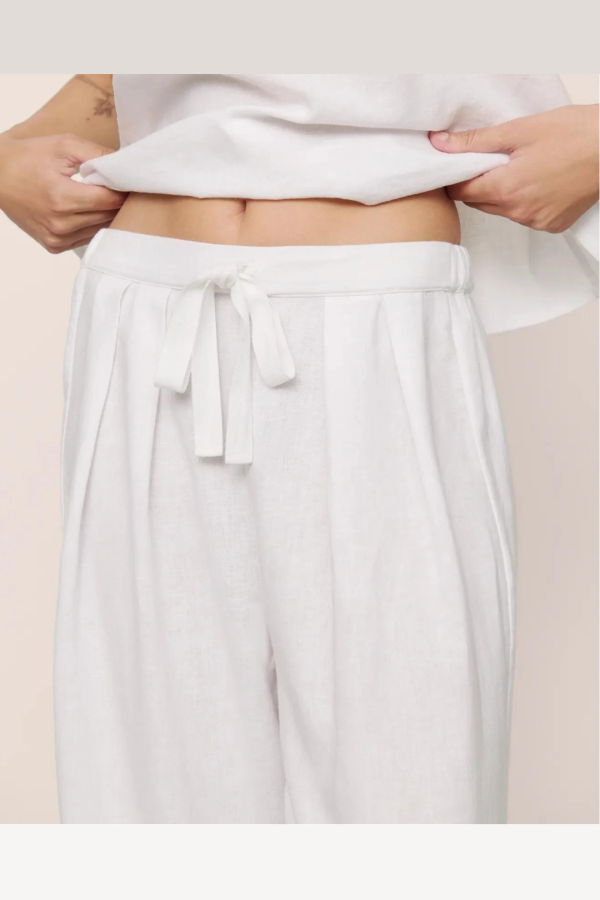 Eberjey Linen Blend Relaxed Pant - White