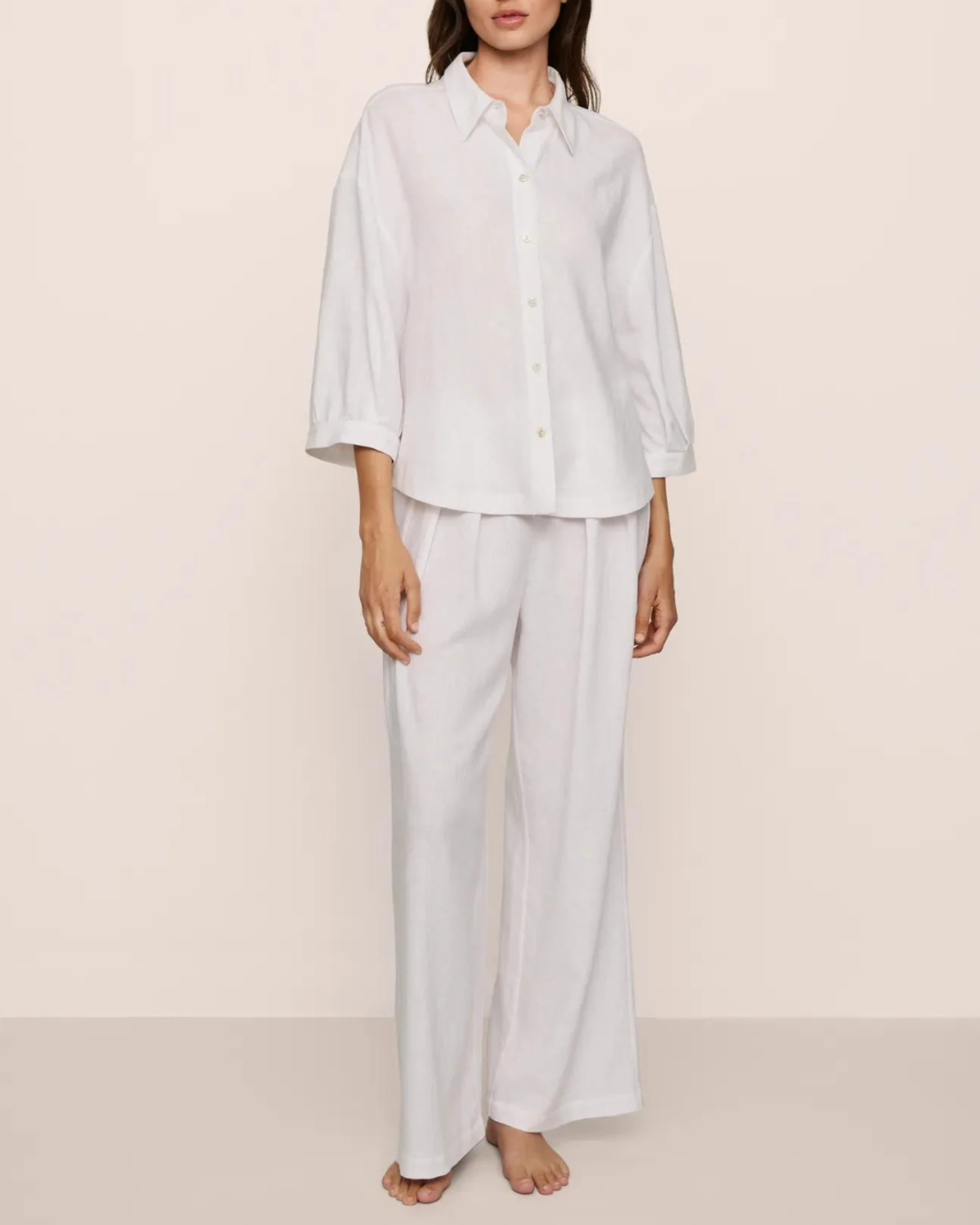 Eberjey Linen Blend Relaxed Pant - White - Image 3 of 4