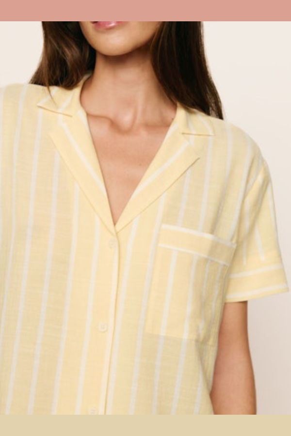 Eberjey Nautico Shortie Pajama Set - Classic Stripe Sunbeam/Ivory