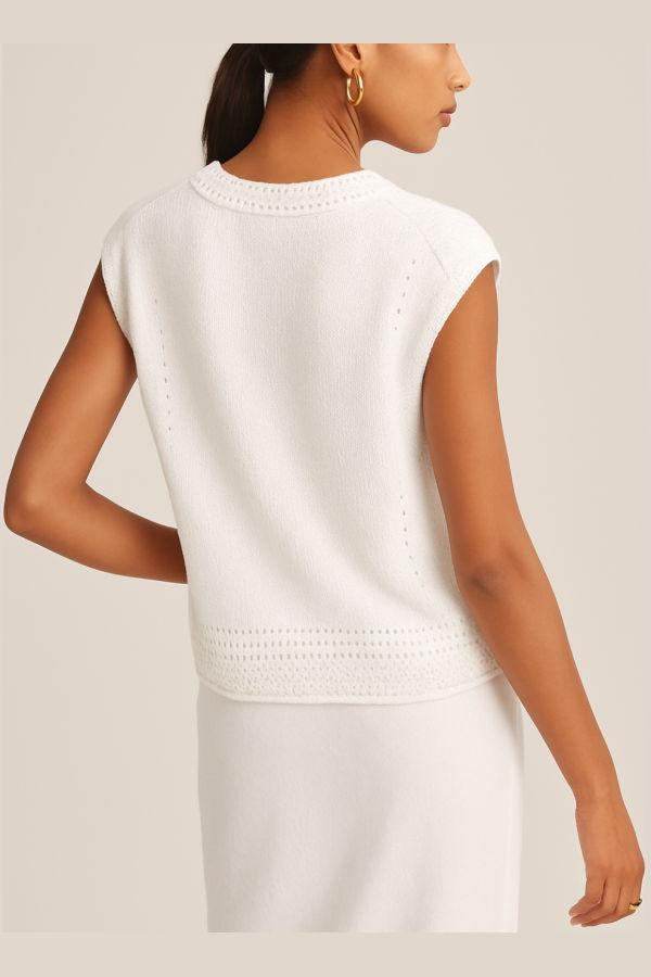 Velvet Vanny Cap Sleeve Crew Neck Top - White