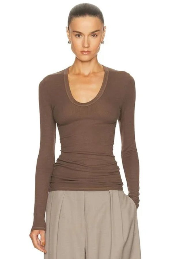 Enza Costa Rib Bold L/S U Top