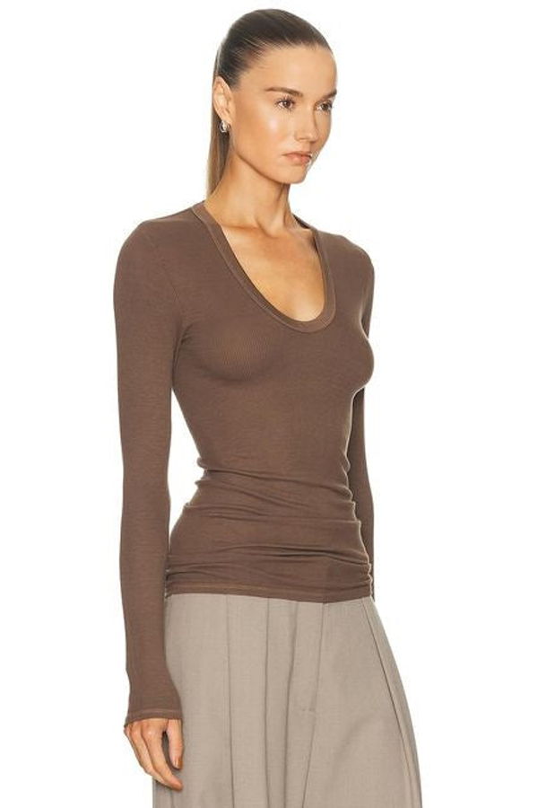 Enza Costa Rib Bold L/S U Top