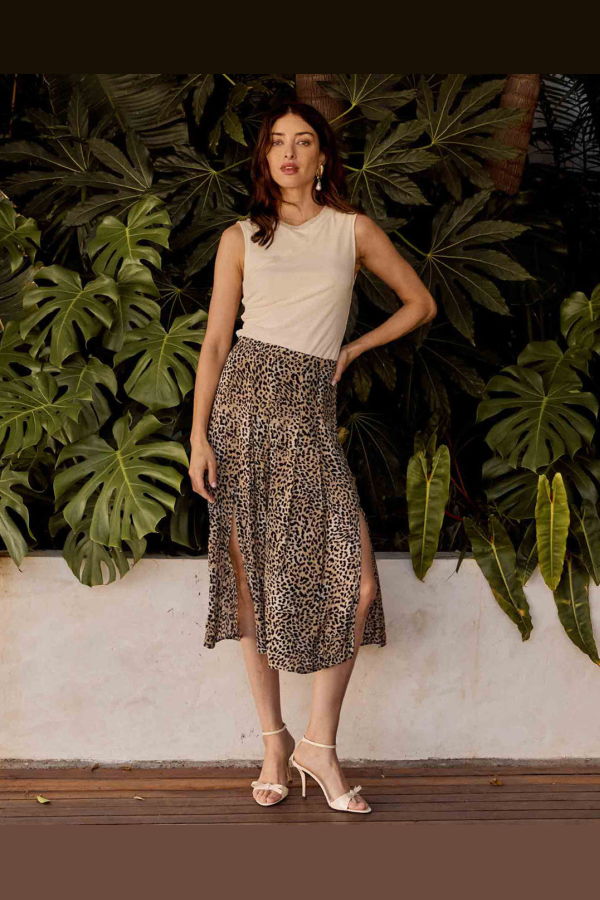 Caballero Glenda in Golden Leopard Skirt