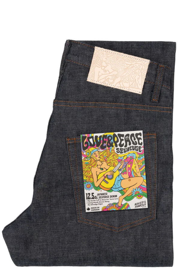 Naked & Famous Easy Guy Love & Peace Jeans - Indigo