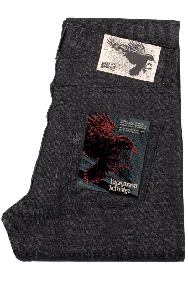 Naked & Famous Easy Guy Yatagarasu Selvedge Jeans - Black