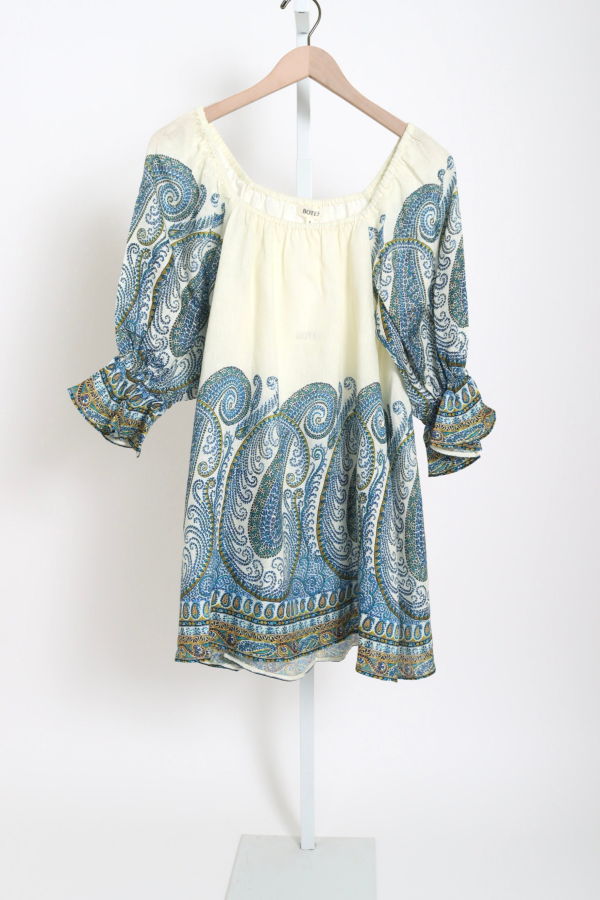 Boteh Arcadia Paisley Puff Sleeve Mini Dress