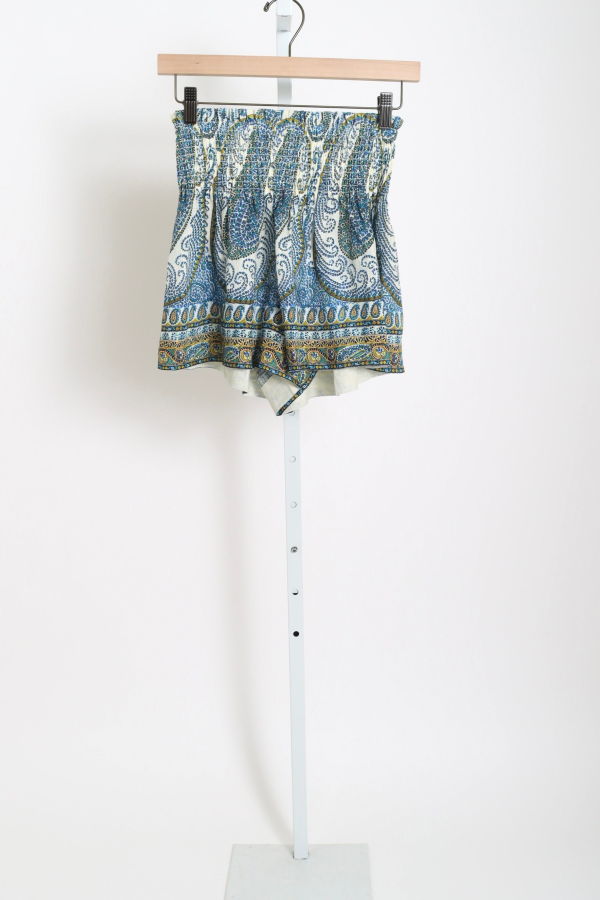 Boteh Arcadia Paisley Shirred Waist Shorts - Lazuli