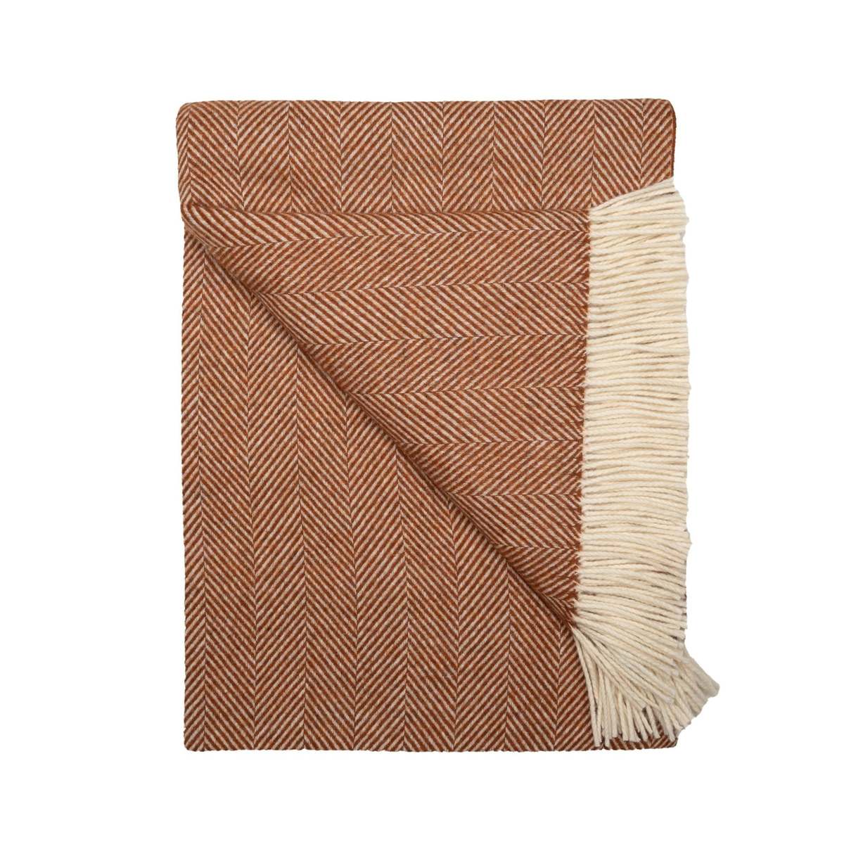 Prince of Scots Southampton Home Merino Wool Herringbone Throw - Rust - Image 1 of 6