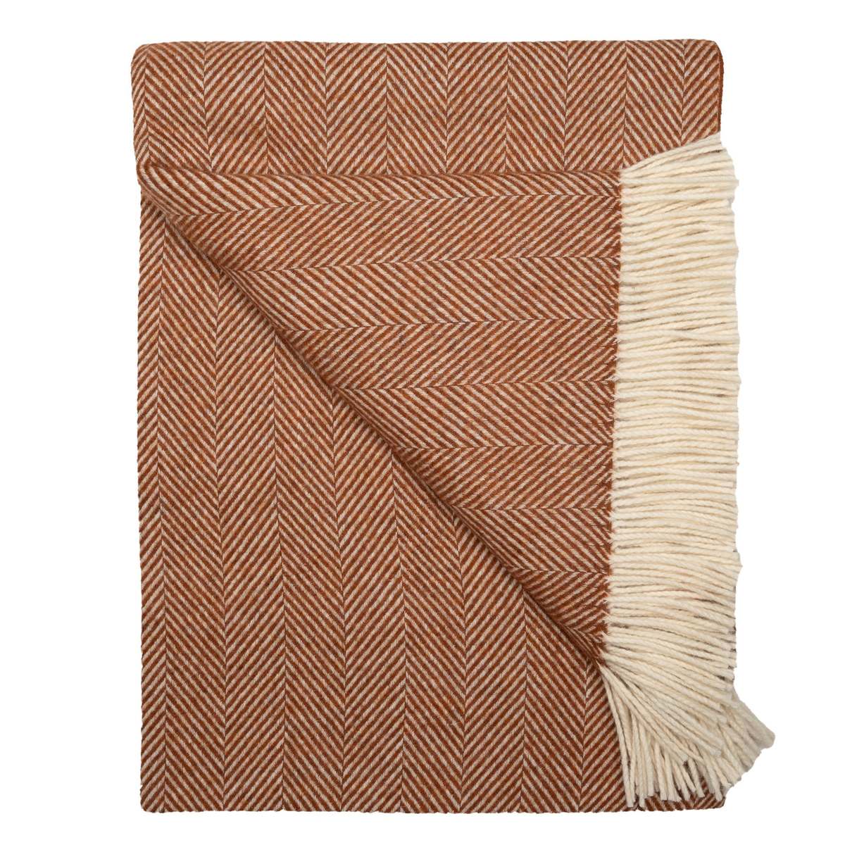 Prince of Scots Southampton Home Merino Wool Herringbone Throw - Rust - Image 2 of 6