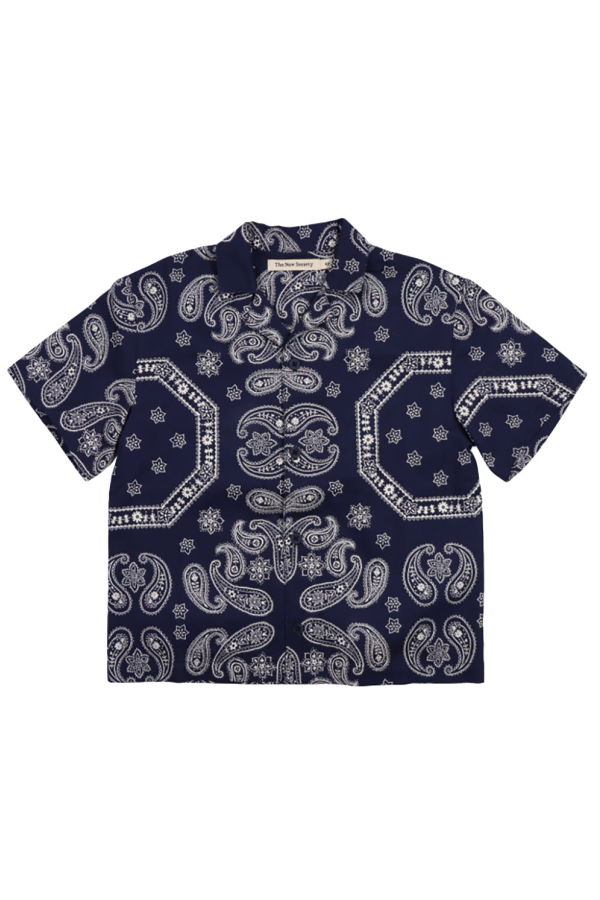 KIDS The New Society Aster Bandana Print Shirt - Navy Blue