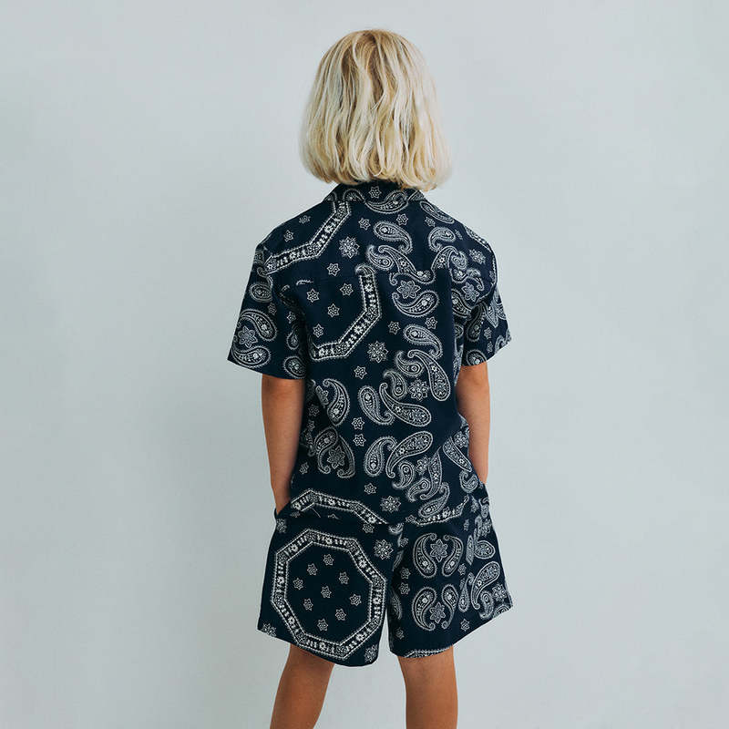 KIDS The New Society Aster Bandana Print Shirt - Navy Blue