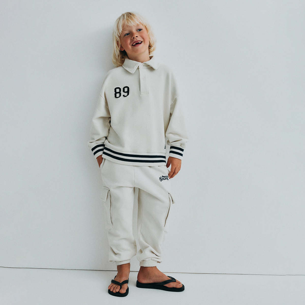 KIDS The New Society Finnia Cargo Sweatpants - Cream - Image 3 of 5