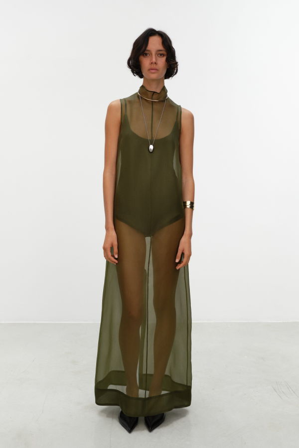 ELY ELY Ivy Sheer Silk Dress - Green