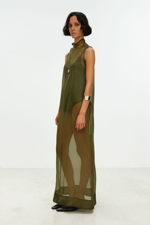 ELY ELY Ivy Sheer Silk Dress - Green