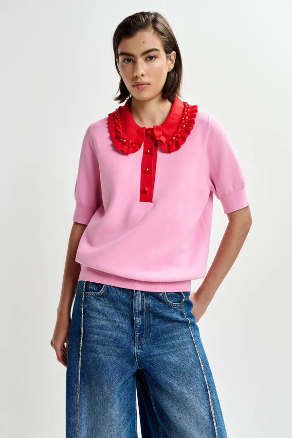 Essentiel Jewelry Embroidered Knit Polo