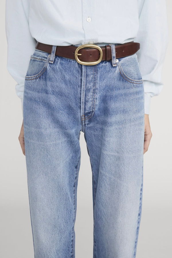 FRAME Denim The Organic Round Buckle Belt - Dark Brown