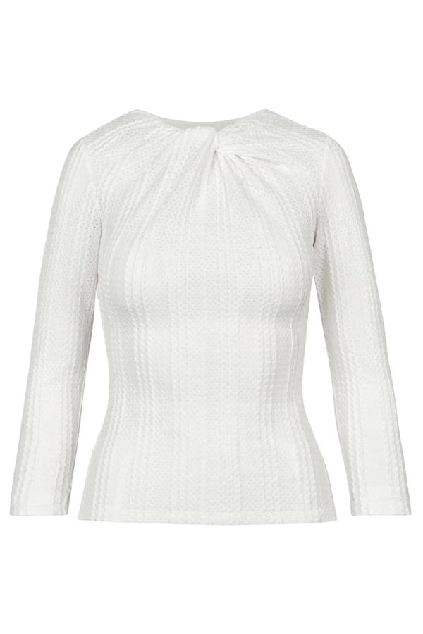 Smythe Twist Neck Knit Top - White