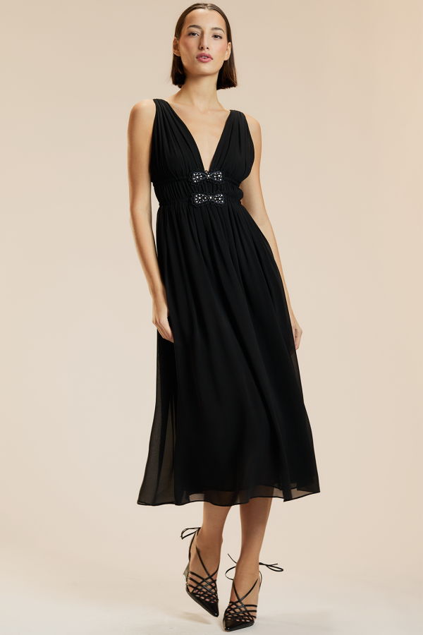 Cynthia Rowley Amelie Silk Midi Dress - Black